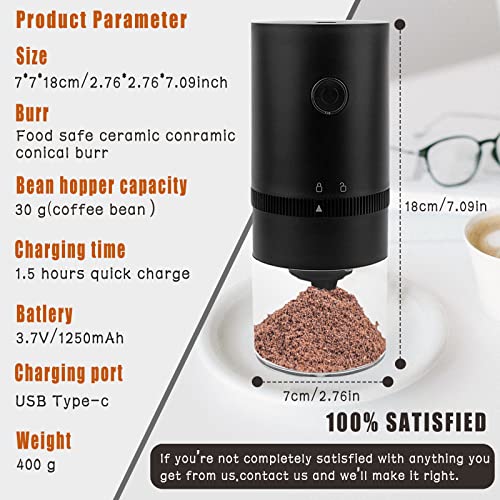 Lre Co. Elektrische Kaffeemühle, kleine elektrische Mühle, Akku-Kaffeemühle, 30 g Kapazität, Espressomühle, konisches… – Bild 3