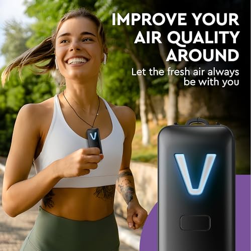 Image of NEWDRU Wearable Air Purifier, Portable Mini Rechargeable Personal Purifier with 15-Hour Battery | Negative Ion Technology for Clean Air | Lightweight, Stylish & Travel-Friendly - PureVibe Pro (Red)