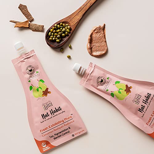Image of Nat Habit Face Scrub Cinnamon Nashpati Radiance Exfoliating Mura For Tan, Deep Cleansing, Pigmentation & Blemish Control, Chemical Free (Pack of 2 x 25 gm)