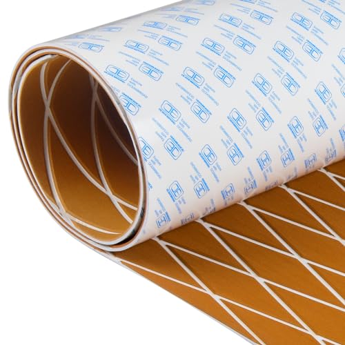 OCEANBROAD CNC Cut Boat Flooring Self-Adhesive, 96''x15'' Brown/White Lines
