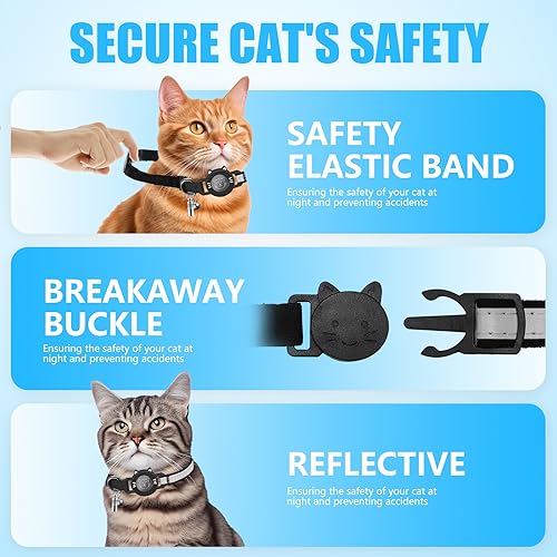 Airtag Katzenhalsband Gross Wasserdichter Halsbänder,Reflektierendes integriertes Halsband Katze mit Elastic Band,Katzenhalsband mit Sicherheitsverschluss Kompatibel mit Apple Airtag Kätzchen Welpen