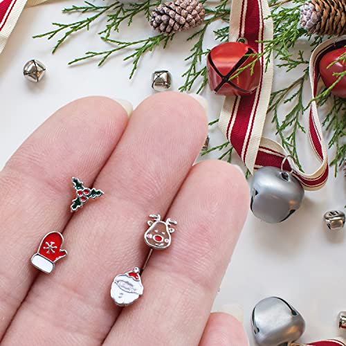 Charmonline 20G Christmas Nose Rings Pack Christmas Elements L-Shaped Nose Piercing Jewelry 316L Stainless Steel Snowmen Nose Ring Studs Nose Piercing Jewelry For Women And Men #TOP1
