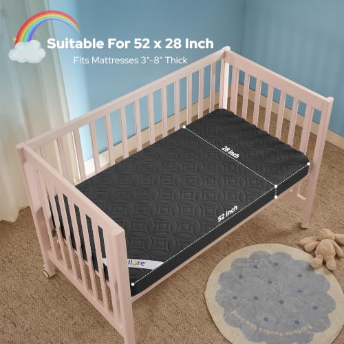 Image of Waterproof Crib Mattress Protector 2 Pack, Soft and Breathable Crib Mattress Pad Cover, Noiseless Machine Washable Toddler Mattress Protector for Standard Baby Toddler Bed (52''x28'',Gray)