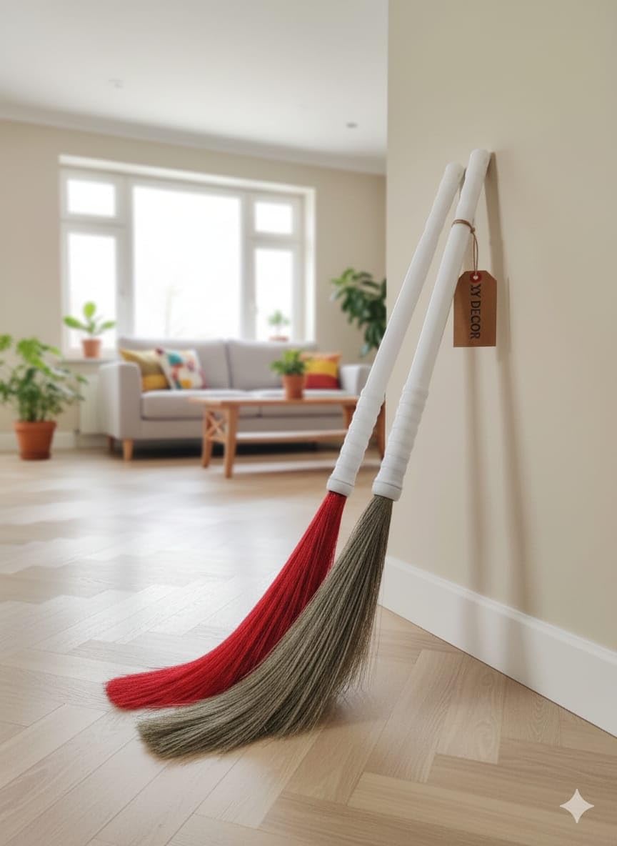 Washable Folding Plastic Broom 40 Inch - Pack of 2 | Compact & Portable Cleaning Solution for Home & Office - Red, Brown-image-33