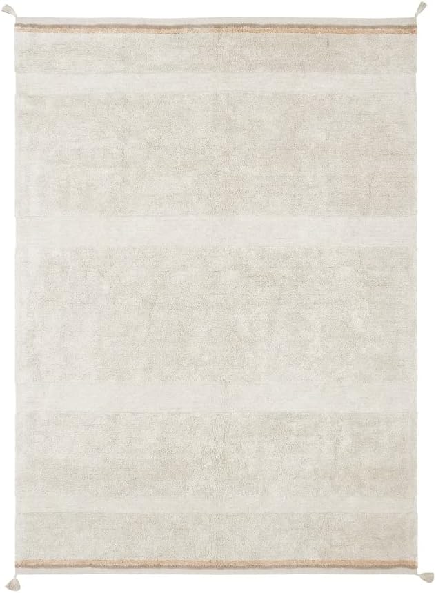 Lorena Canals | Bloom Washable Rug in Natural Color. for Bedrooms, Living Rooms, Entryways. Handmade in Cotton. Size: 6' 7" x 9' 10"