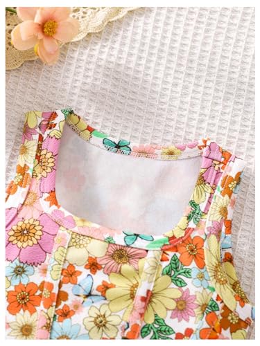 WDIRARA Toddler Girls Floral Print Square Neck Tank Tops Sleeveless Asymmetrical Hem Tee Shirts3