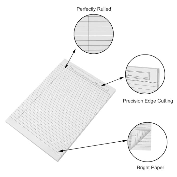 Image of Ruled Sheets A4 Size 90 GSM White Both Side Rule for Assignment, Project Work, Exam - 160 Sheets Loose Paper Bundle with Border, Punched, Grey Colour Rule and Margin - Acer Edition