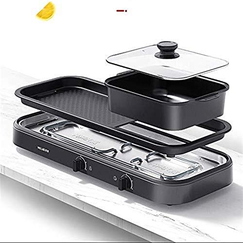AZHom The Electric Korean Barbecue Hot Pot Multi-Function and Hot Pot Tabletop Grill and Fondue Two Independent Temperature Control Buttons 2200W [Energy Class A]
