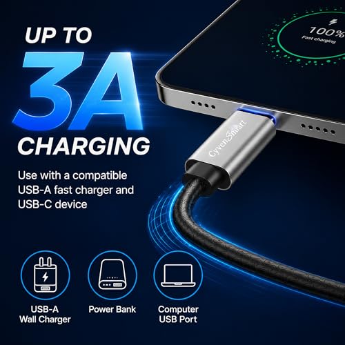 Image of 3 Pack 6ft USB A to USB C Cable, 3A Type C Charger Cord for iPhone 17 /16 /15 Series, Samsung Galaxy S10 /S9 /S8, Note, A Series, Android Auto, USB-C CarPlay, USB 2.0 Data Sync
