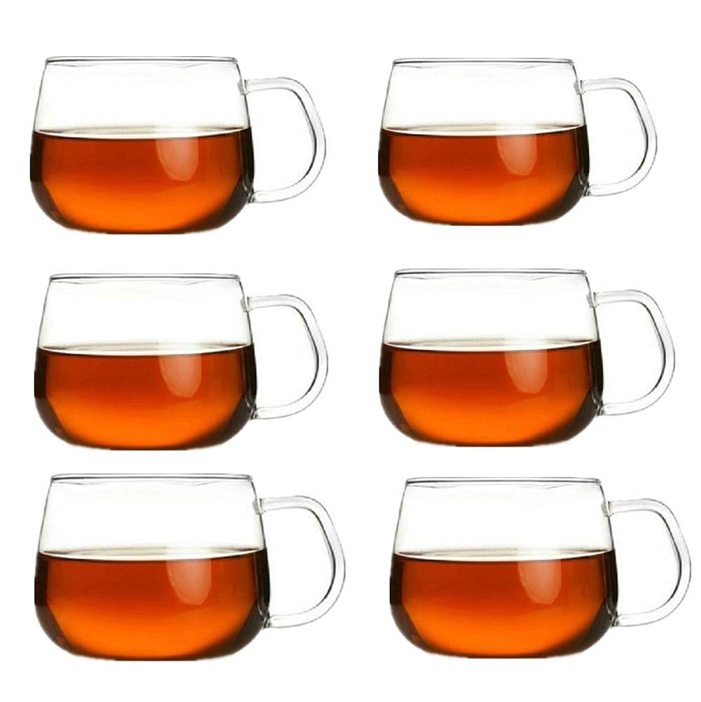 Moyishi Clear Glass Borosilicate Tea/Espresso Coffee Milk Cup 300ML,Set of 6