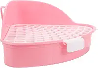 LOGOFUN Coelho caixa de areia coelho vaso sanitário treinador canto triângulos pet vaso sanitário para porquinhos da índia chinchila pequeno animal - rosa