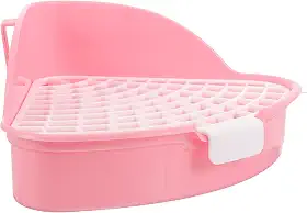 LOGOFUN Coelho caixa de areia coelho vaso sanitário treinador canto triângulos pet vaso sanitário para porquinhos da índia chinchila pequeno animal - rosa