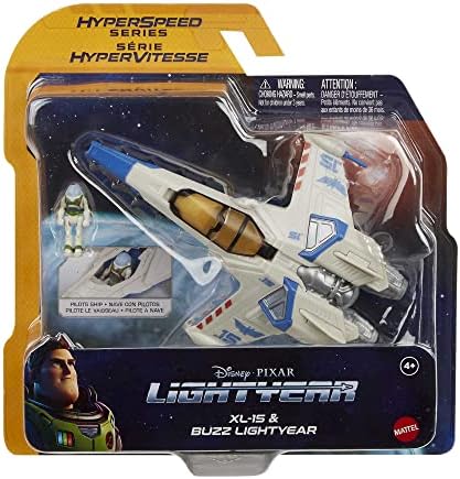 Disney Pixar Lightyear Hyperspeed Series XL-15 Spaceship & Buzz Lightyear Figure, 6 Inch Long Vehicle & 1.25 Inch Figure, Toy 4 Years & Up, HHJ95
