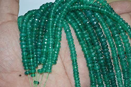 Onyx vert perles rondelles facettées 5-7mm pour création de bijoux