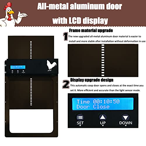 Mohjeke Automatic Chicken Coop Door, Aluminum Door With Timing,You Can Set Timing To Open And Close,Battery Operated Chicken Door,Panel With Lcd Screen #TOP2