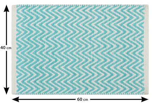 Image of THE HOME TALK Set of 2 Cotton Chenille Bath Rug | Area Rug for Spa, Vanity Shower, Kitchen & Living Room | Water Absorbent Linens | Warm & Soft Carpets | Bathroom Accessories (40x60 cm, Turquoise)