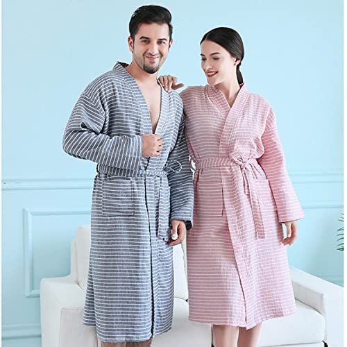 Cotton Gauze Thin Absorbent Robe, Unisex Dressing Gown, Bathrobe Men and Women, Japanese Style Bathrobe Nightgowns. (Color : Purple, Size : XX-Large)2