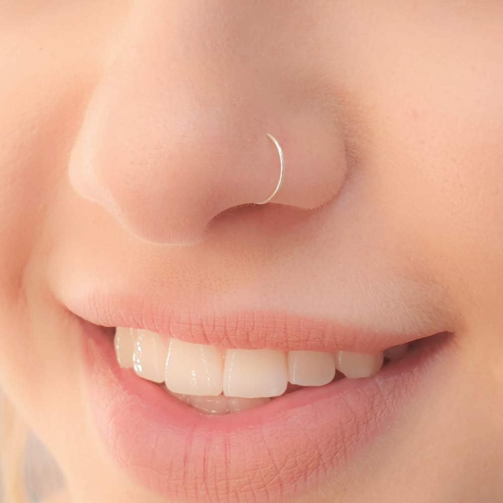 Anicina 20g 22g Nose Rings Studs Surgical Stainless Steel Nose Rings Hoops L Bone Screw Shape Nostril Nose Piercing Jewelry Heart Flower Moon Snake Butterfly Hypoallergenic Nose Screw for Women Men - Image 7
