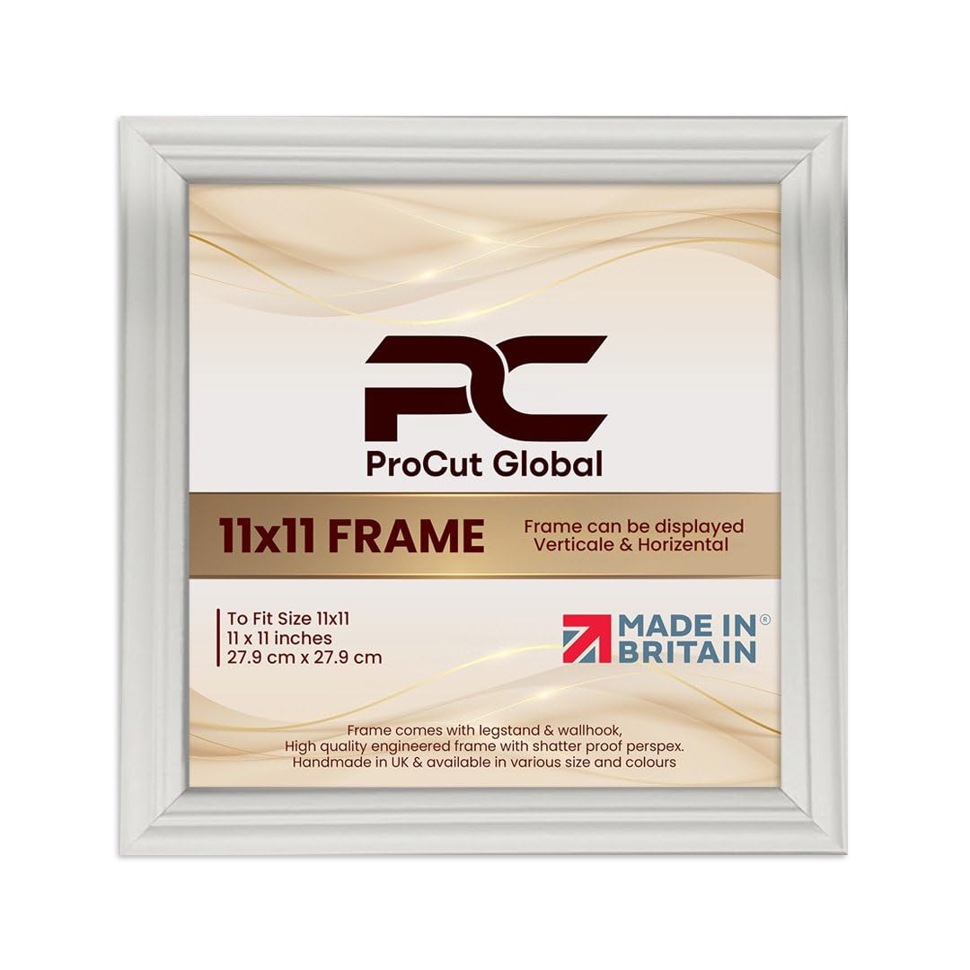 Procut Global 11X11 Light Grey Picture Frames - Classic Wooden Photo Frame with Shatterproof Perspex for Wall or Tabletop - Perfect for Posters, Certificates & Prints - Sizes & Colors Available