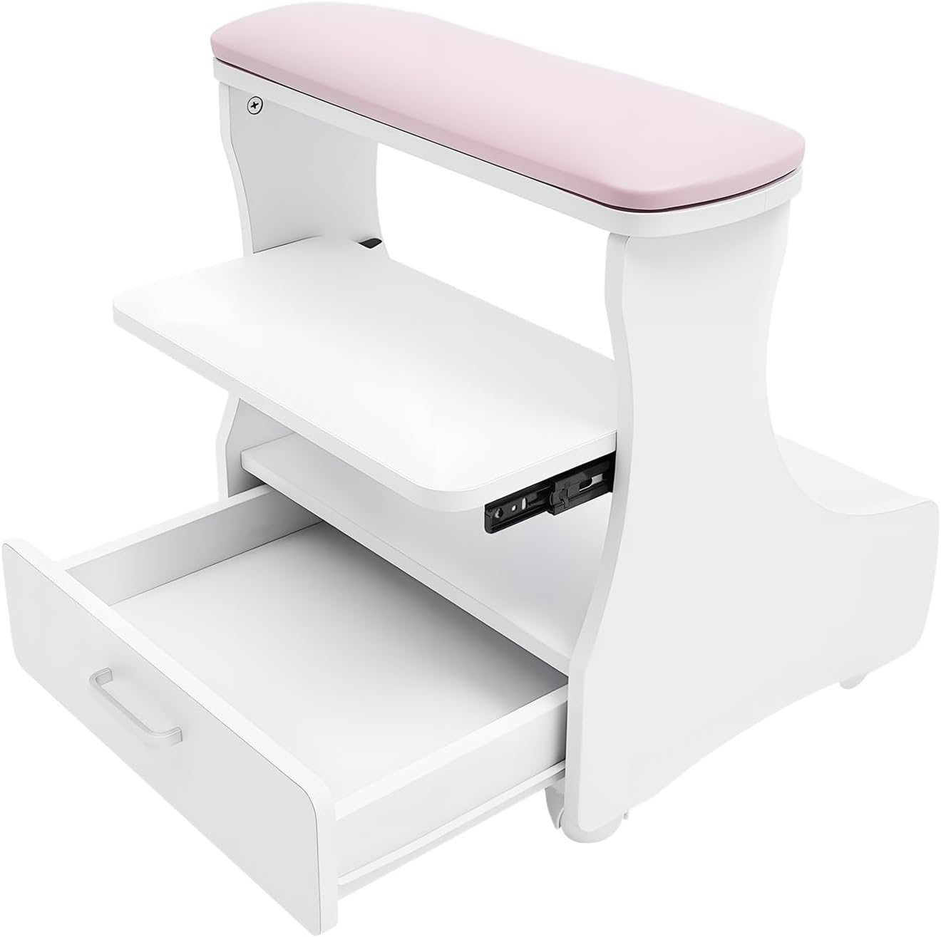 Foot Bath Stool, Foot Bath Trolley Foot Rest Pedicure Manicure Chair with 4 Wheels, Portable Foot Bath Spa Cart Nail Foot Rest Stand Foot Massage Station Footrest Salon Supplies, Load 44.09 lbs