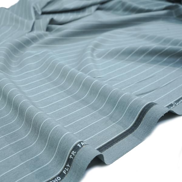 Premium Men's Suiting Fabric – Light Steel Blue Pinstripe, Wool Blend, 3 Meter Unstitched Fabric for Business Suits, Blazers & Formal Wear-picture-40