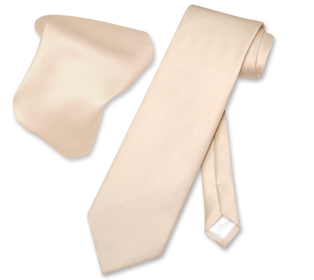 Vesuvio Napoli Solid Color NeckTie &amp; Handkerchief Pocket Square Men's Neck Tie Hanky Set