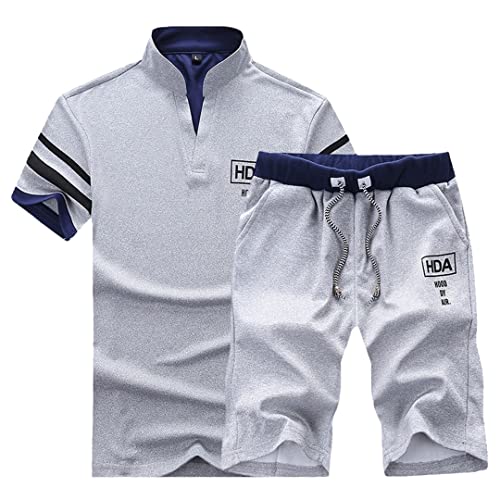 Ensemble d'été pour homme T-shirt et short imprimé gris Em103