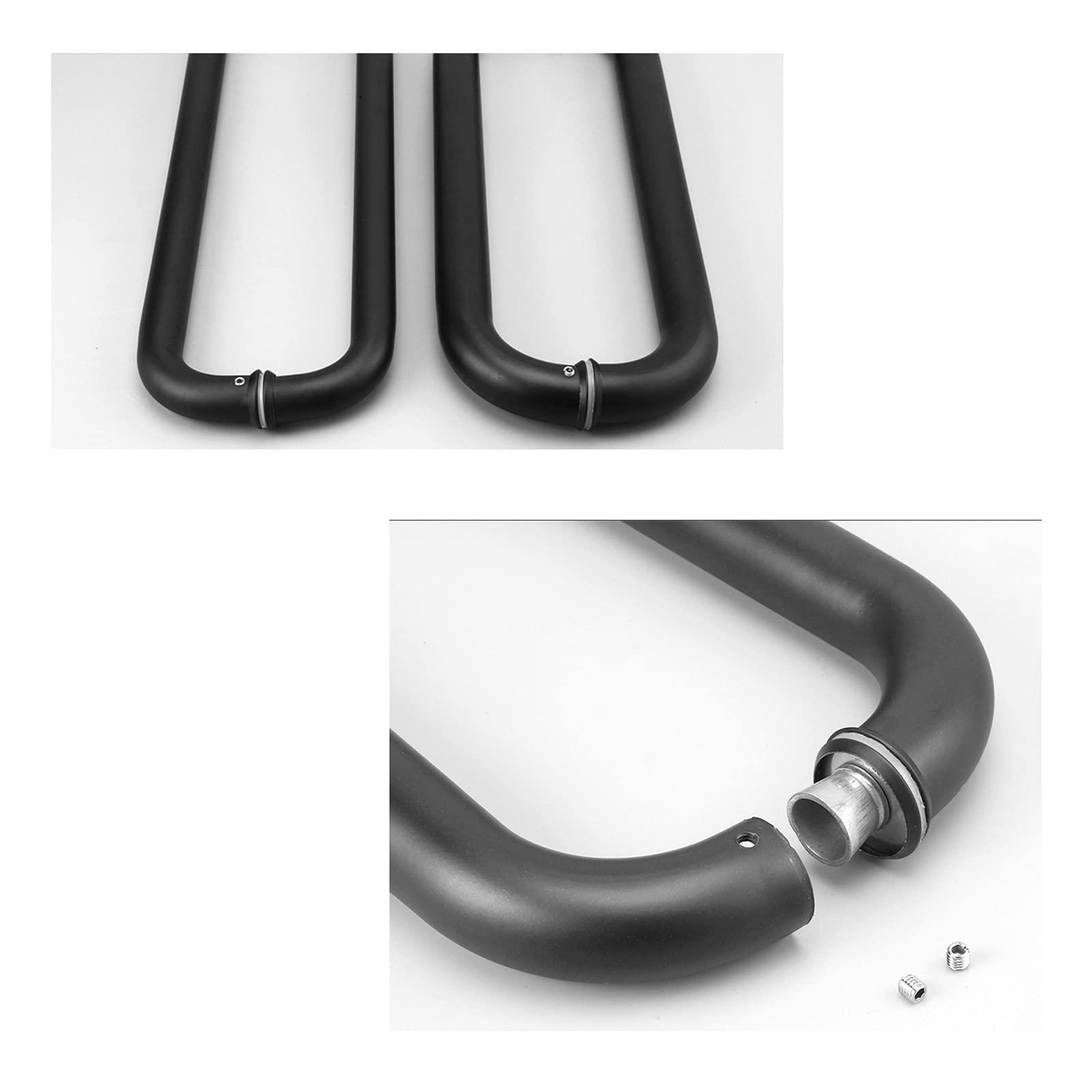 Klamka do drzwi szklanych, klamka do szklanych drzwi do łazienki w domu/klamka do drzwi prysznicowych Push-Pull, czarny/300 mm (440 mm)