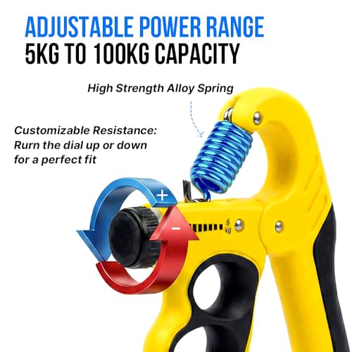Image of Kyro Ring Hand Gripper 5-100 KG | Adjustable Grip Strengthener with Counter for Men & Women | Finger, Wrist & Forearm Strength Trainer | Heavy Duty Power Gripper for Home & Gym