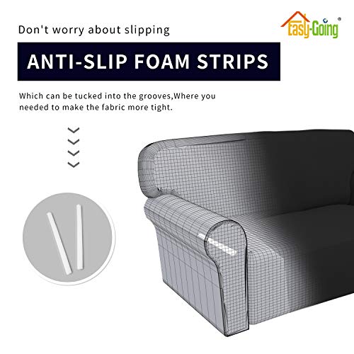 Image of Easy-Going Fleece Stretch Sofa Slipcover Spandex Non-Slip Soft Couch Sofa Cover, Washable Furniture Protector with Anti-Skid Foam and Elastic Bottom for Kids, Pets(Sofa, Black)