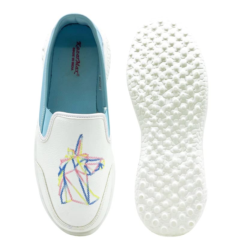 Image of KazarMax Boys & Girls Embroidery Slip-On Sneaker Shoes | Comfortable Loafer |Casual Shoes
