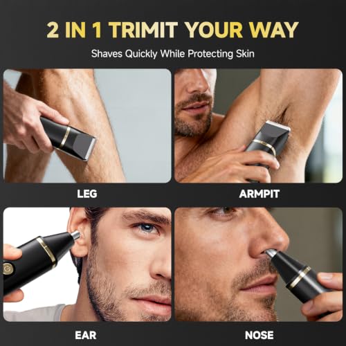 Image of Beard Trimmer for Men, Electric Razor & Nose Hair Trimmer - IPX7 Waterproof All-in-One Body Grooming Kit for Wet /Dry Use on Beard, Chest, Legs & More