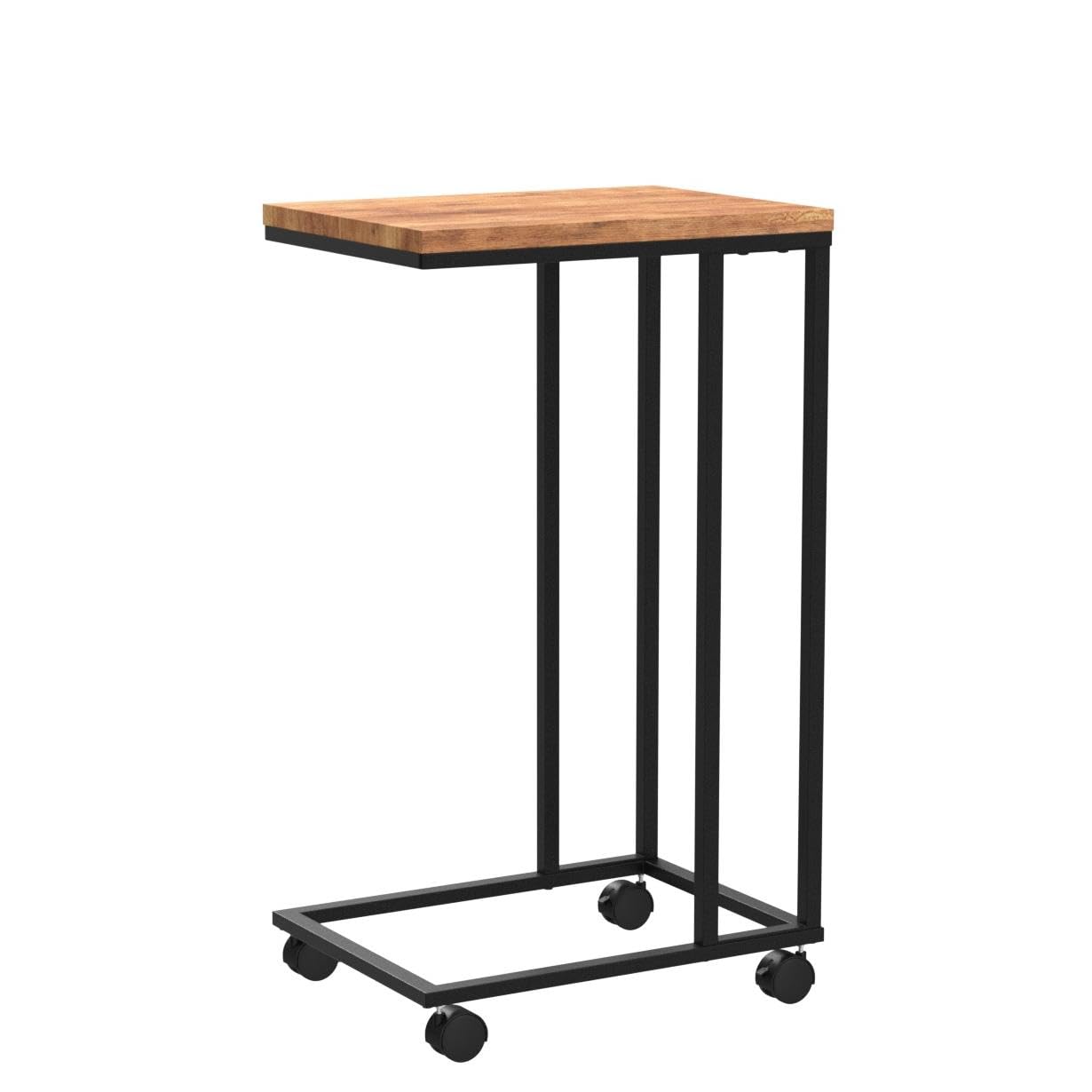 Casaria® Table d'appoint Bout de canapé avec roulettes Cadre en métal Noir Desserte de lit Support Ordinateur Portable pour Salon Bureau Chambre