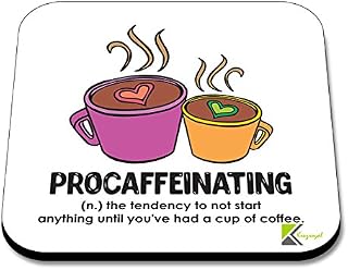 CS233 Defination procaffeinating Novelty Funny Coffee Tea Drink Gift Glossy MDF Wooden Coaster