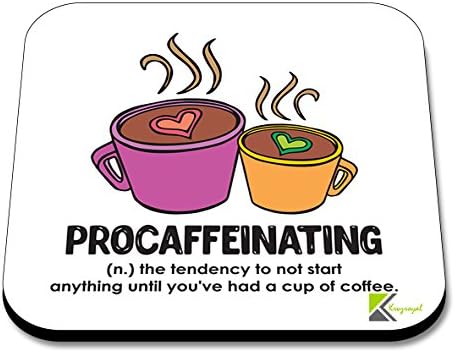 CS233 Defination procaffeinating Novelty Funny Coffee Tea Drink Gift Glossy MDF Wooden Coaster