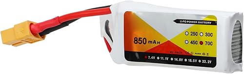 Luqeeg Lipo - Batería Lipo de 7.4 V, 850 mAh, 70 C 2S, batería Lipo con enchufe XT60, accesorio para QAV250 Quadcopter 1 18 Escala RC Truck