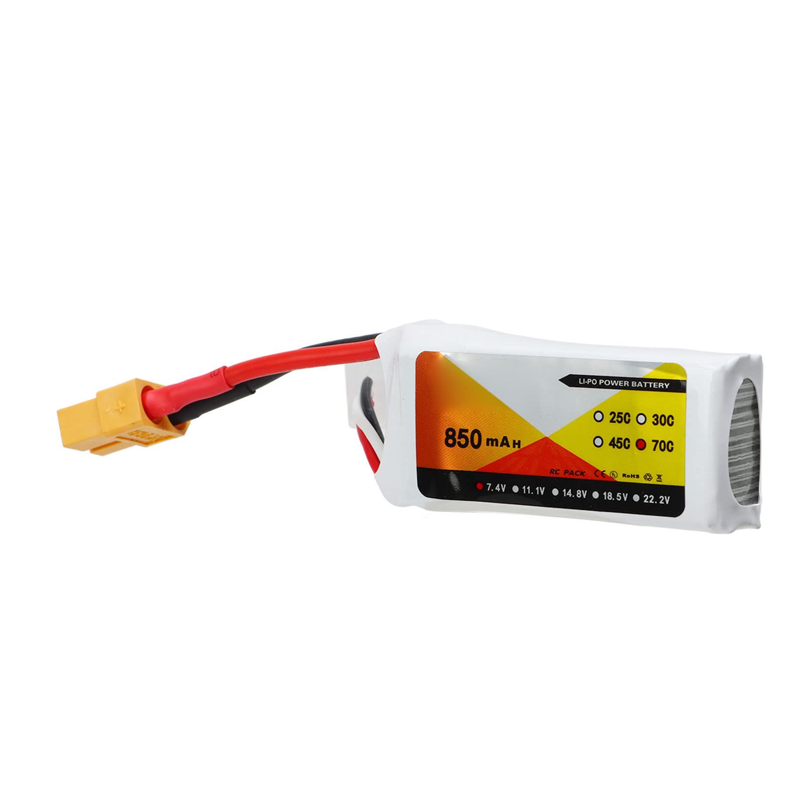 Lipo Battery - 7.4V 850mah 70C 2S Lipo Battery, Lipo Battery with XT60 Plug Accessory Fit for QAV250 Quadcopter 1 18 Scale RC Truck Vehicles Car, Remote Control Car Parts