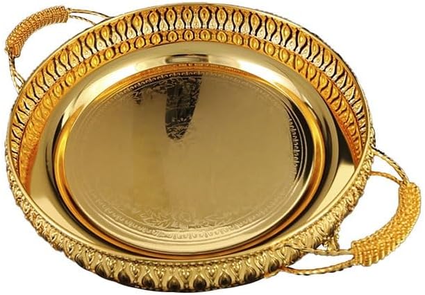 Food Metal Fruit Storage Tray Golden Snack Dessert for Home Decoration