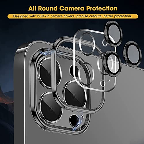 Image of VONZEE Electroplating Transparent Clear Logo Back Cover TPU Compatible with iPhone 13 Pro Max Case, Compatible with Magsafe, Full Body & Individual Camera Protection for Each Lens (Black)
