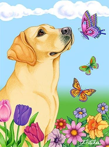 Best of Breed Yellow Labrador Butterfly House Flag