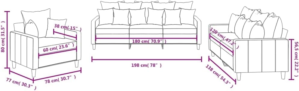 Sofa Set Black Velvet (100% Polyester) Living Room Furniture