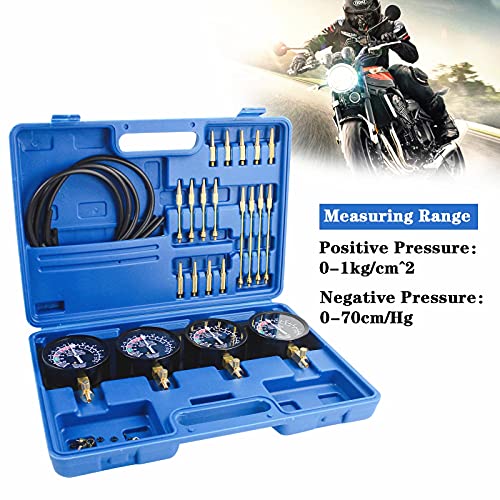 SINOCMP Blue Universal Fuel Vacuum Carburetor Synchronize Tool Kit Motorcycle Fuel Vacuum Carburetor Synchronizer Balancer Carb Sync Balancing Gauge Set for Honda Yamaha Kawasaki Suzuki GS KZ XS