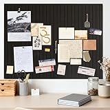 Pinnwand Groß Selbstklebend 120x90 cm, Schwarz Selbstklebend Pinwand Korktafel, Dekorative Pinnwand aus Filz, Faltbare Fototafel, Memoboard Vision Board für Büro, Zuhause & kinderzimmer