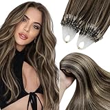 YoungSee Microlink Hair Extensions Human Hair Brown Microbead Hair Extensions Human Hair Brown Highlight Blonde Bead Hair Extension 16 Inch Remy Hair 50s 57g for Wedding