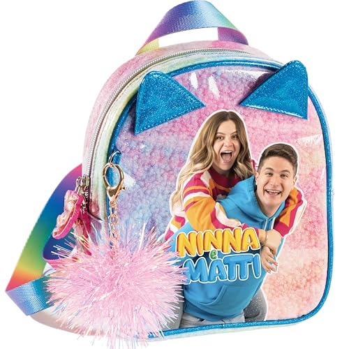 NINNA e MATTI Zainetto Rainbow con Pon Pon - 18x8x23 cm