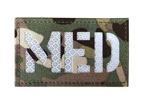 2x3.5 Inch Reflective MC White MED Medic EMS EMT Patch Hook-Fastener Backing