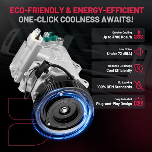 BDFHYK 97701-1R000 Air Conditioning A/C Compressor with Clutch Compatible with Hyundai Veloster L4 1.6L 2012-2017, Accent L4 1.6L 2012-2014