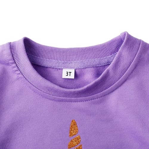 Image of RETSUGO Little Girls 2 Piece Clothing Sets Toddler Unicorn Sweatshirts and Leggings Cotton Fall Winter Casual Outfits 3-8T