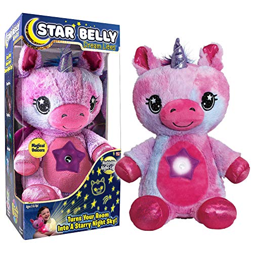 Star Belly Dream Lites Peluche licorne Projette des lumières en forme d’étoiles colorées