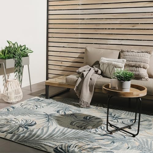 benuta Basic In- & Outdoor Teppich Flora - Mehrfarbig 200x300 cm - Floral Palmen Pflanzen Blätter Boho - Wetterfest für draussen Balkon, Terrasse, Garten - Balkonteppich, Gartenteppich, Outdoorteppich